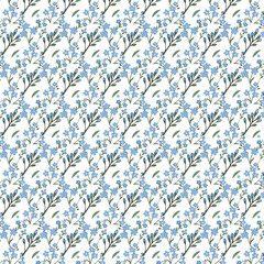 Forget Me Not Flower blooming seamlessly, Pattern.