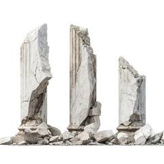 The weathered remains of three ancient columns stand as a testament to time