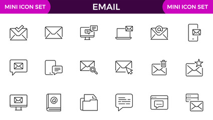 Email line icon collection. Informations, message, transfer, letter, text, gmail and communication icon set
