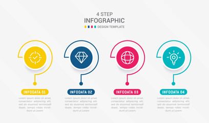 Four Step Infographic element design Vector template for presentation. process diagram and presentations step, workflow layout, banner, flow chart, info graphic vector illustration.