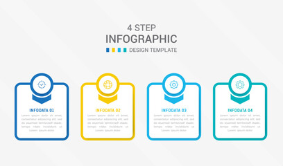 Obraz premium Four Step Infographic element design Vector template for presentation. process diagram and presentations step, workflow layout, banner, flow chart, info graphic vector illustration.