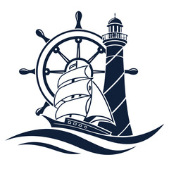 vector illustration of a ship