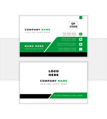 Modern business card template with green,black & white colors. vector abstract creative Stock Vector
