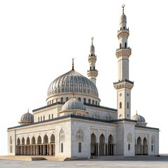 Fototapeta premium Elegant Mosque with Domes and Minarets Islamic Architecture , Religious Building