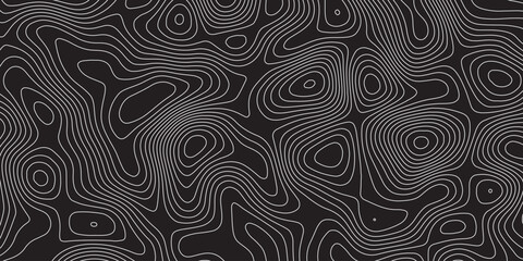 Abstract topographic lines pattern black and white background