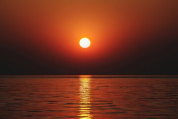 Magnificent Red Sunset Over the Ocean Golden Hour Serenity View