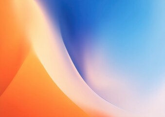 Abstract Orange Blue Gradient Curve Background with Soft Blurry Transition