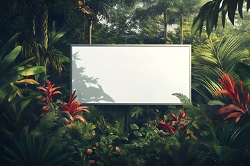 Blank Billboard Amidst Lush Tropical Foliage
