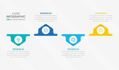 Four Step Infographic element design Vector template for presentation. process diagram and presentations step, workflow layout, banner, flow chart, info graphic vector illustration.