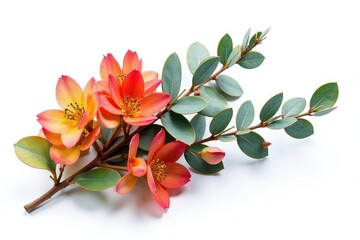 Obraz premium A bunch of colorful eucalyptus branches isolated on white, foliage, leaves