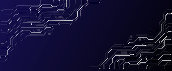 Abstract digital background with circuit line elements in technology blue. Circuit board vector illustration.