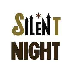 silent night vector art on white background