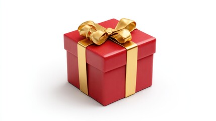 Fototapeta premium Red gift box with gold ribbon