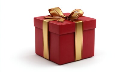 Fototapeta premium Red gift box with gold ribbon (1)