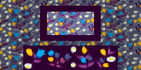 floral pattern design flower particles with leaves and buds