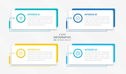 Four Step Infographic element design Vector template for presentation. process diagram and presentations step, workflow layout, banner, flow chart, info graphic vector illustration.