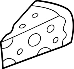 cheese slice outline coloring book page line art vector illustration
