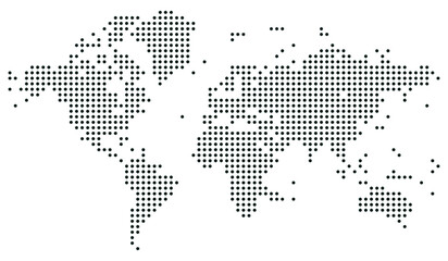 Fototapeta premium Dotted world map in polygon shape. This dotted world map design blends topography and infographics. Ideal for global communication, minimalist projects, and educational tools.