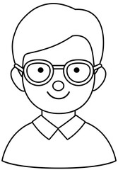 Young father wearing glasses.
Young man outline.
Happy Father's Day.
Children's coloring page.
Transparent background, SVG file.
