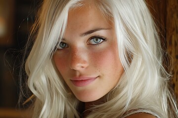 Fototapeta premium Vibrant young pearl blonde woman gorgeous image 