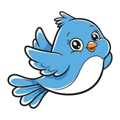 Cute Blue Bird Cartoon Flying – Vector Mascot Illustration