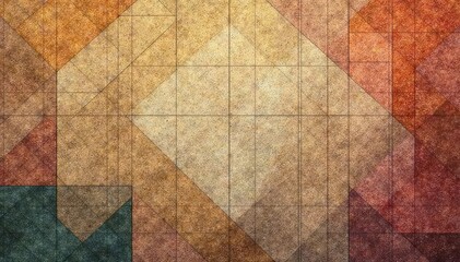 Fototapeta premium Geometric tapestry wallpaper, muted earth tones, subtle texture, contemporary, stylish, angles
