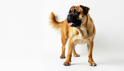 Obraz premium Majestic Mastiff, powerful stance, white background, purebred, mastiff