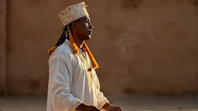Hyperlocal Traditions, Morocco, The Gnawa Dancer: A Rhythmic Ritual in the Evening Light