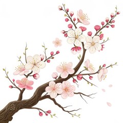Fototapeta premium Pink and White Blossoms on Branch, Spring , Floral art