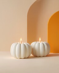 Minimalist Halloween with unique pumpkin designs, abstract spooky shapes, clean lines, and pops of orange in modern monochrome decor Generative AI