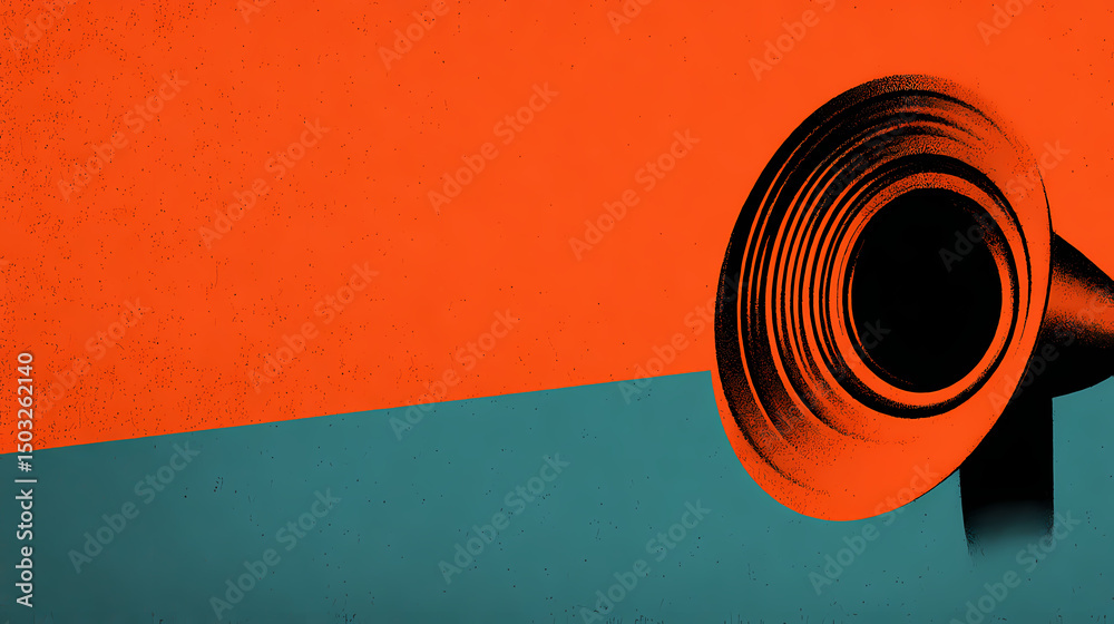 Wall mural minimalistic announcement theme featuring a megaphone with subtle sound wave graphics radiating outw