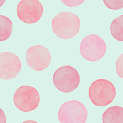 Polka dot pattern. Pink watercolor baby pattern.
