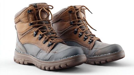 Durable outdoor boots with a rugged, distressed appearance