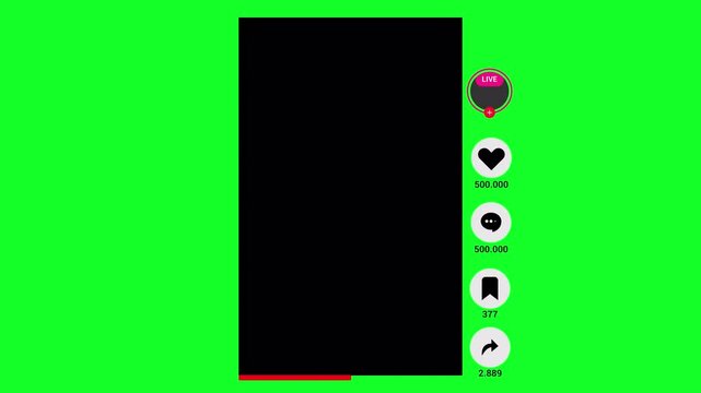 Tiktok Screen With Green Screen. 4k Animation