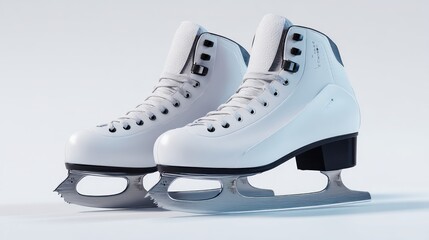 Pair of white figure skates, ready for ice