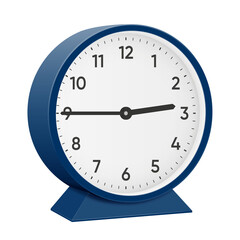 Its a quarter to three, a quarter to 3, 45 past 2, 45 minutes past 2, 15 to 3, 02 45, 14 45, 2 45 am, 2 45 pm, 15 minutes to 3 oclock. Realistic 3d illustration dark blue table clock png transparent