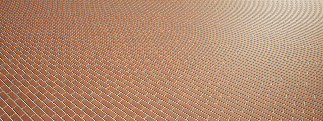 Concept or conceptual vintage or grungy brown background of brick texture floor as a retro pattern layout. A 3d illustration for construction, architecture, urban and interior design