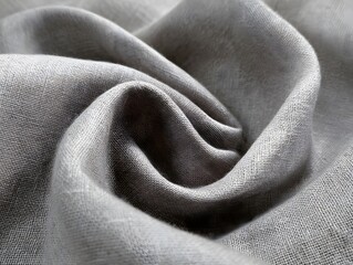 Luxurious Linen Texture: A close-up shot of a soft, gray linen fabric, with its natural wrinkles and folds revealing the subtle beauty of its delicate weave.