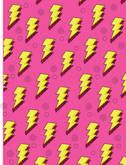 Dynamic Lightning Bolt Pattern Pink Pop Art Background