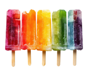 Colorful frozen treats for summer enjoyment and refreshment on a transparent background, cut out