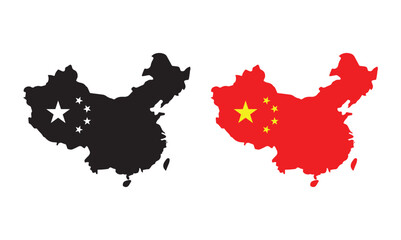 Peoples Republic of China Flag in Map Vector Illustration. Made in China icon png. Isolated on transparent background. vector illustration eps file.