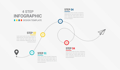 Four Step Infographic element design Vector template for presentation. process diagram and presentations step, workflow layout, banner, flow chart, info graphic vector illustration.