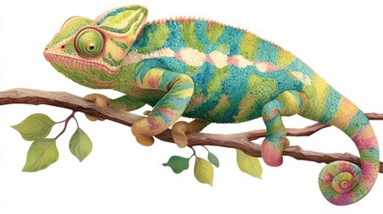 Vibrant chameleon on a branch