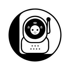 Stylized Baby Monitor Icon with Ringing Detection and Night Vision Dots