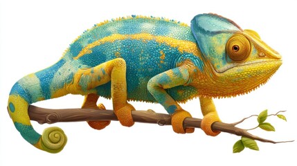 Obraz premium Vibrant chameleon perched on a branch (1)