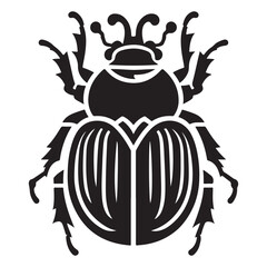 Detailed Black Rhino Beetle Vector Silhouette