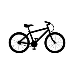 Silhouette of a Bicycle with Detailed Wheels and Frame on White