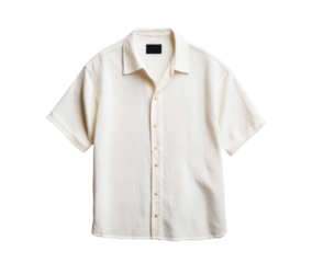 Casual white short sleeve shirt for summer wear and style on a transparent background, cut out