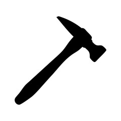 Silhouette of a claw hammer tool on white background ready for use
