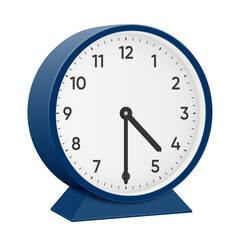 It is half past four, half past 4, 30 minutes past 4, 04 30, 16 30, 4 30 am, 4 30 pm, 30 minutes to 5 oclock. Realistic 3d illustration dark blue table clock png transparent